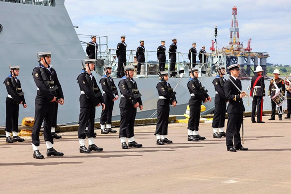 LH Nicola Triggs during ceremony while mobilised and on deployment to the Far East.