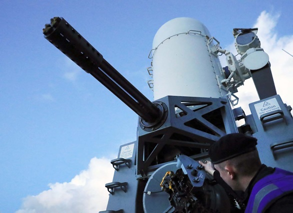 Leading Engineering Technician (Weapons Engineering) Murton loading the Phalanx weapons system