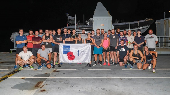 Military personnel aboard RFA Argus who raised money for the Royal British Legion's Poppy Appeal